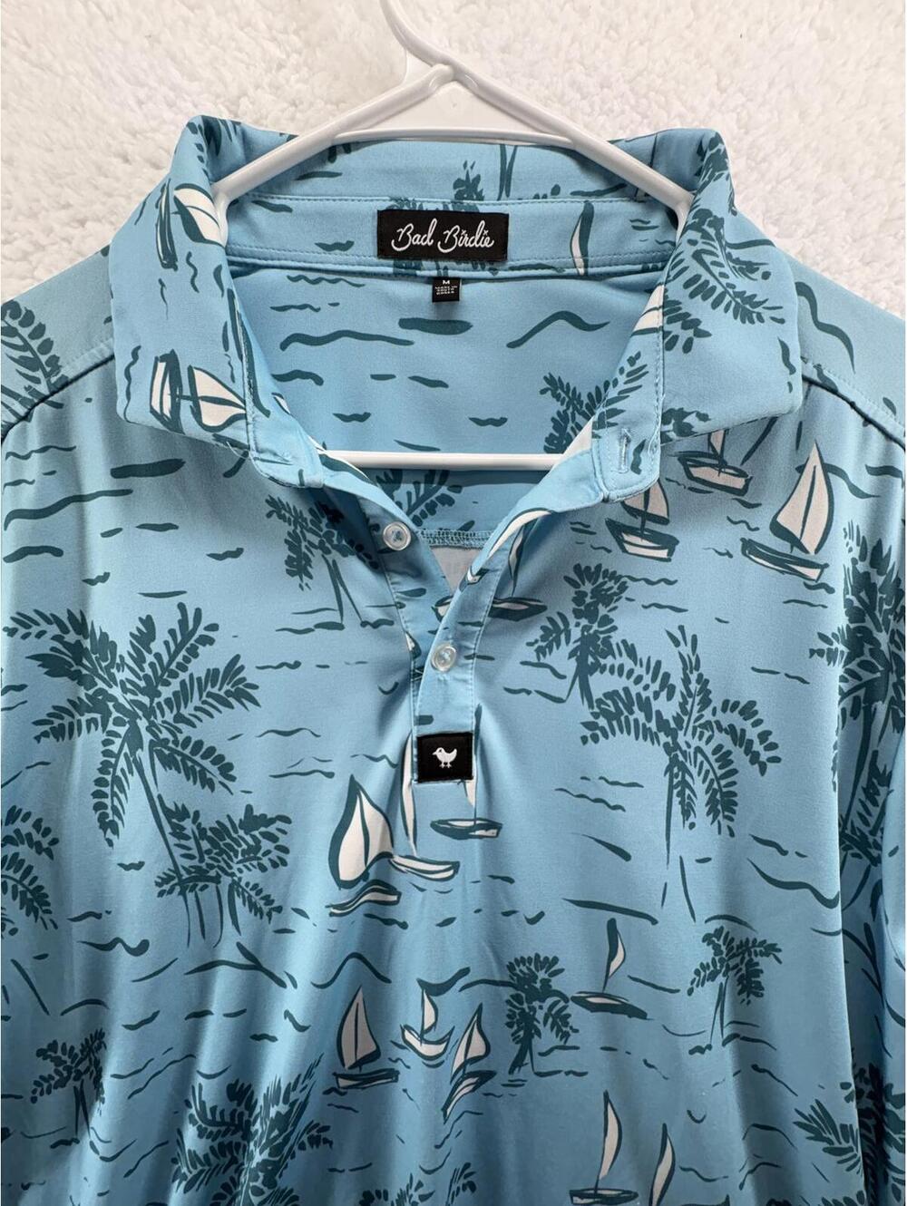 Bad Birdie The Castaway Performance Golf Polo Floral Mens Medium Tropical